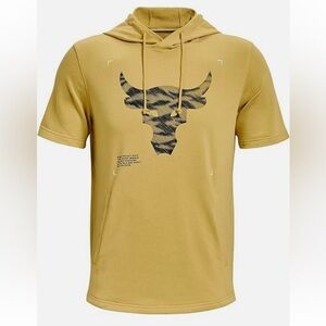 Under Armour Men's Project Rock Charged Cotton Short Sleeve Hoodie Yellow Large